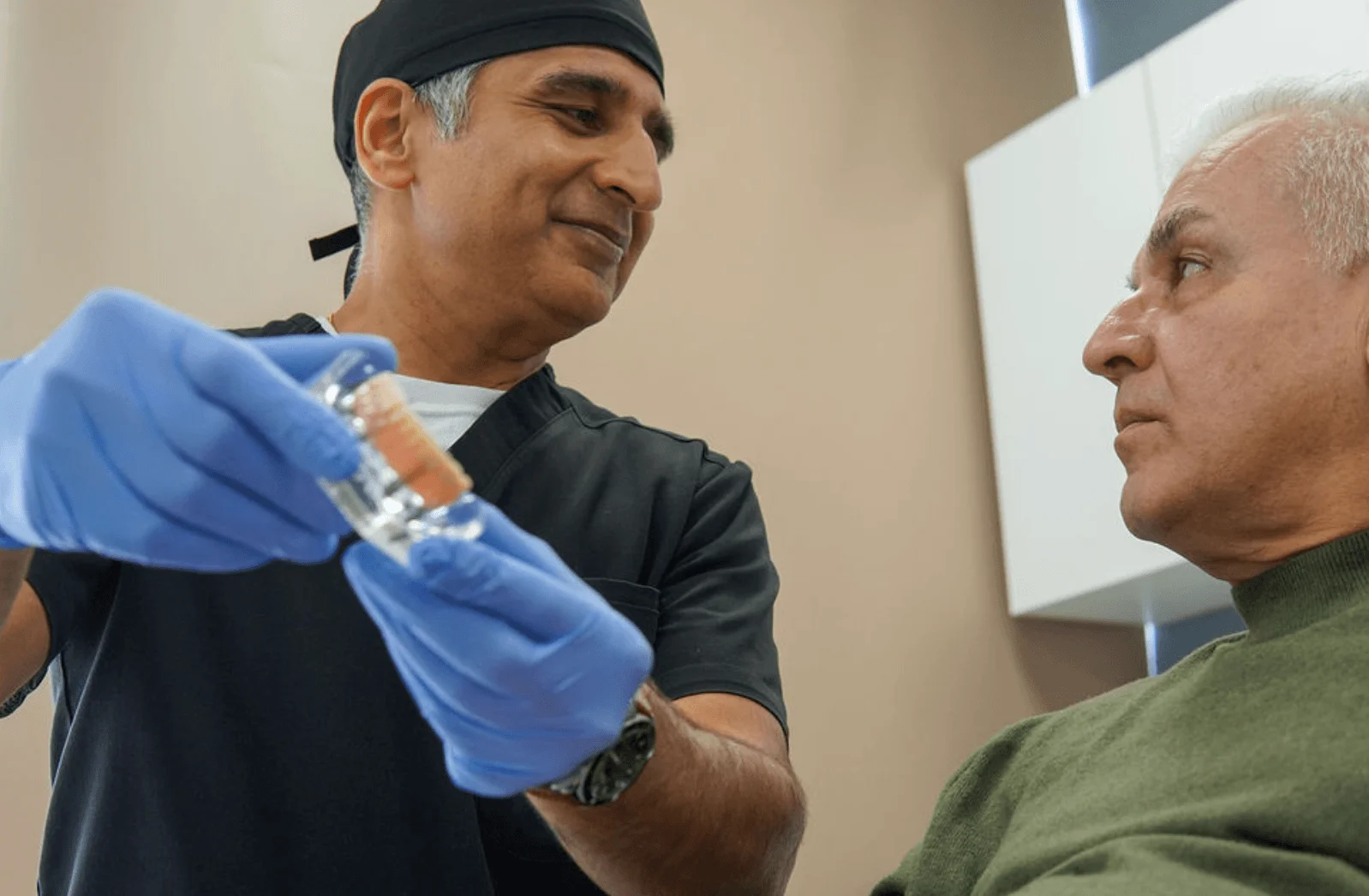 Discussing treatment options complete dental implants