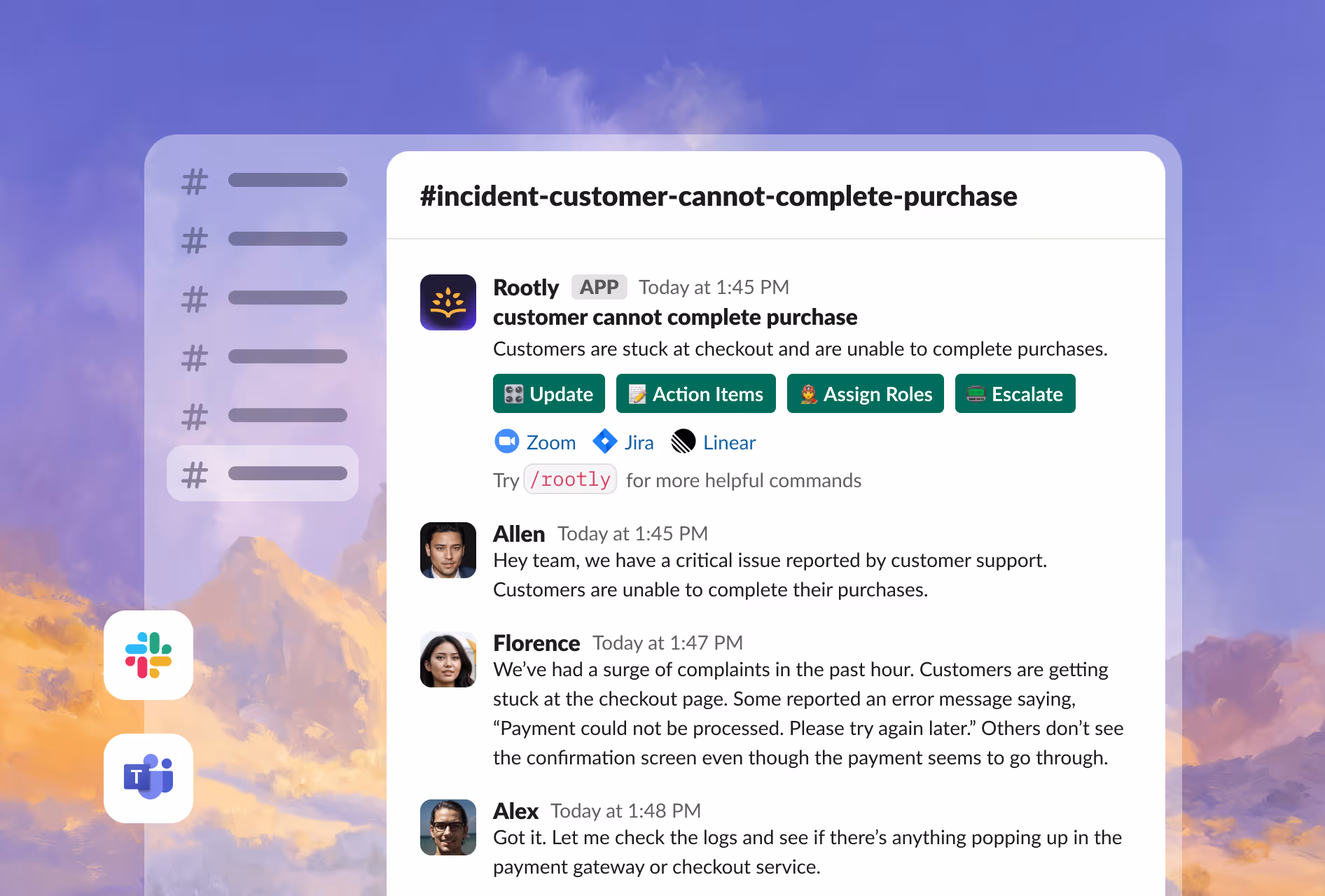 incident- Slack & Teams