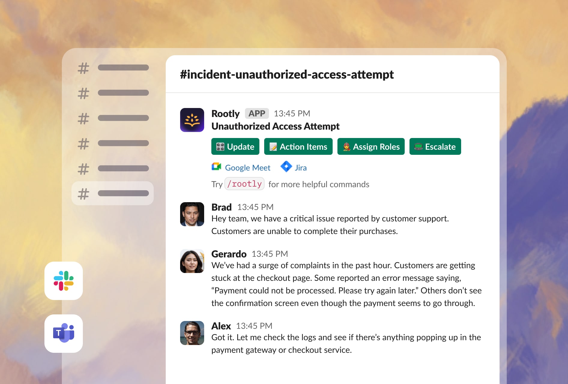 incident- Slack & Teams