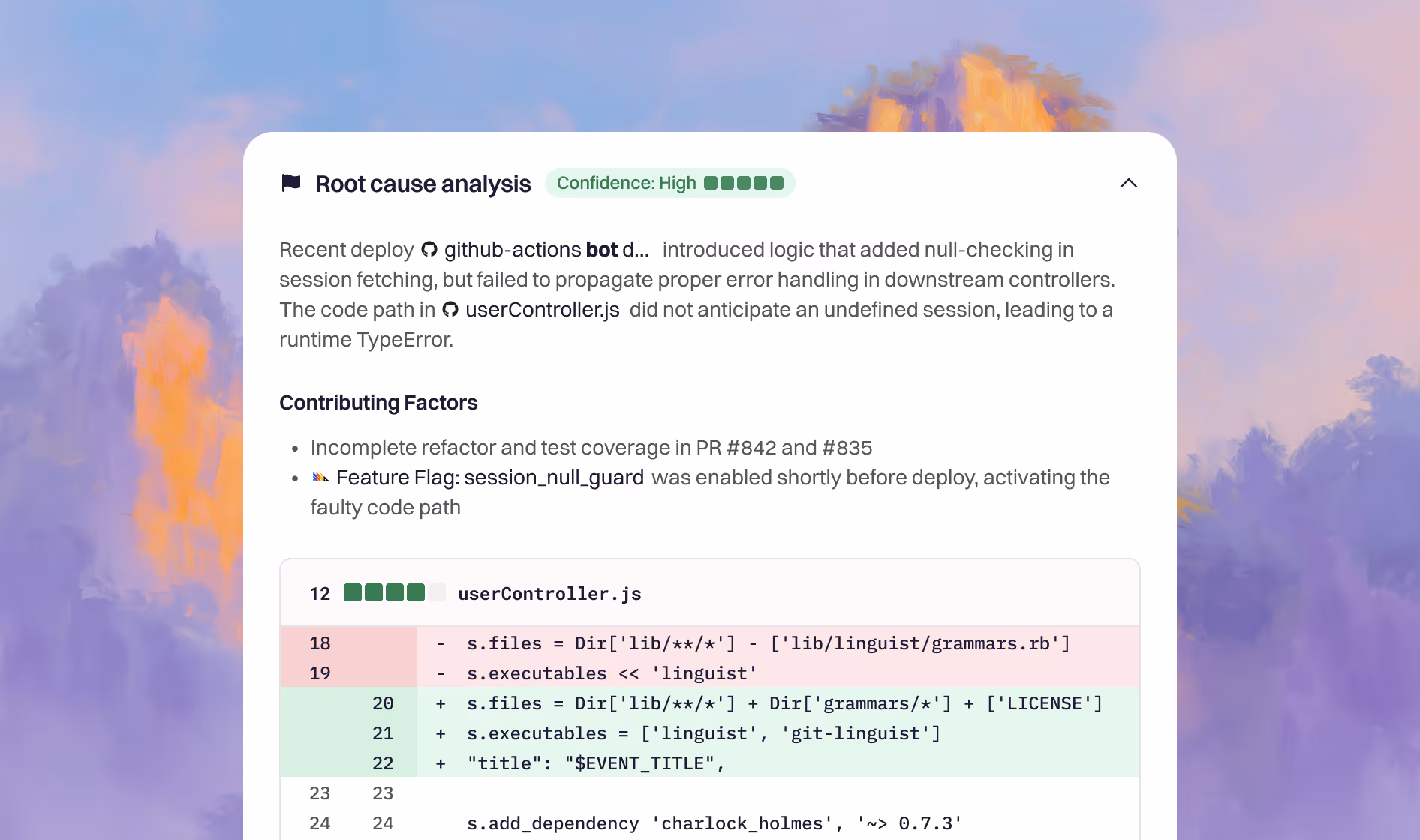 AI Root cause identification