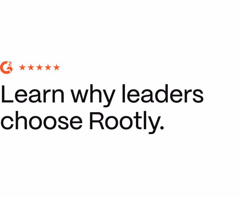 G2 logo with a five-star rating followed by the text 'Learn why leaders choose Rootly.'