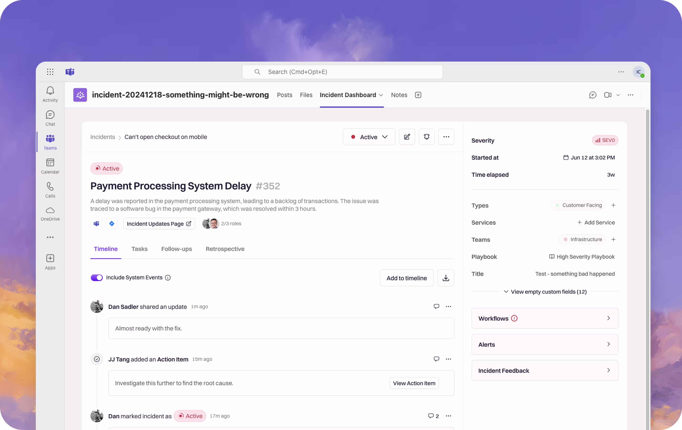 incident- Slack & Teams