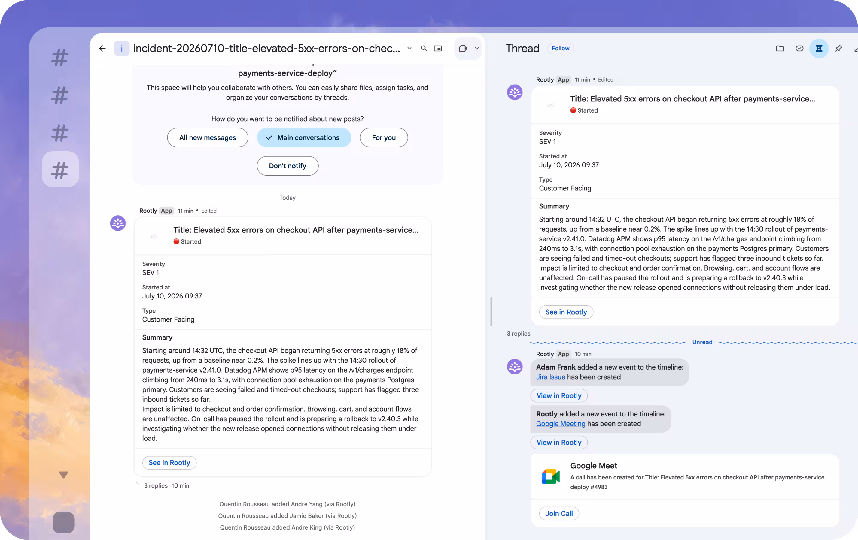 incident- Slack & Teams