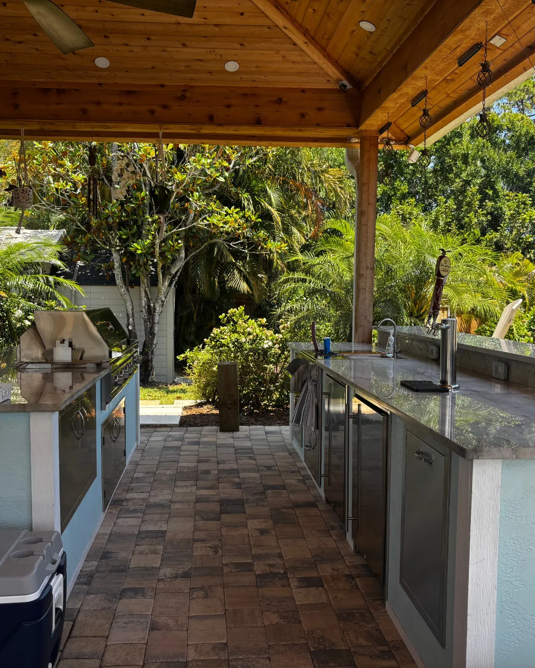 Aesthetic image of clean and shiny backyard grill area