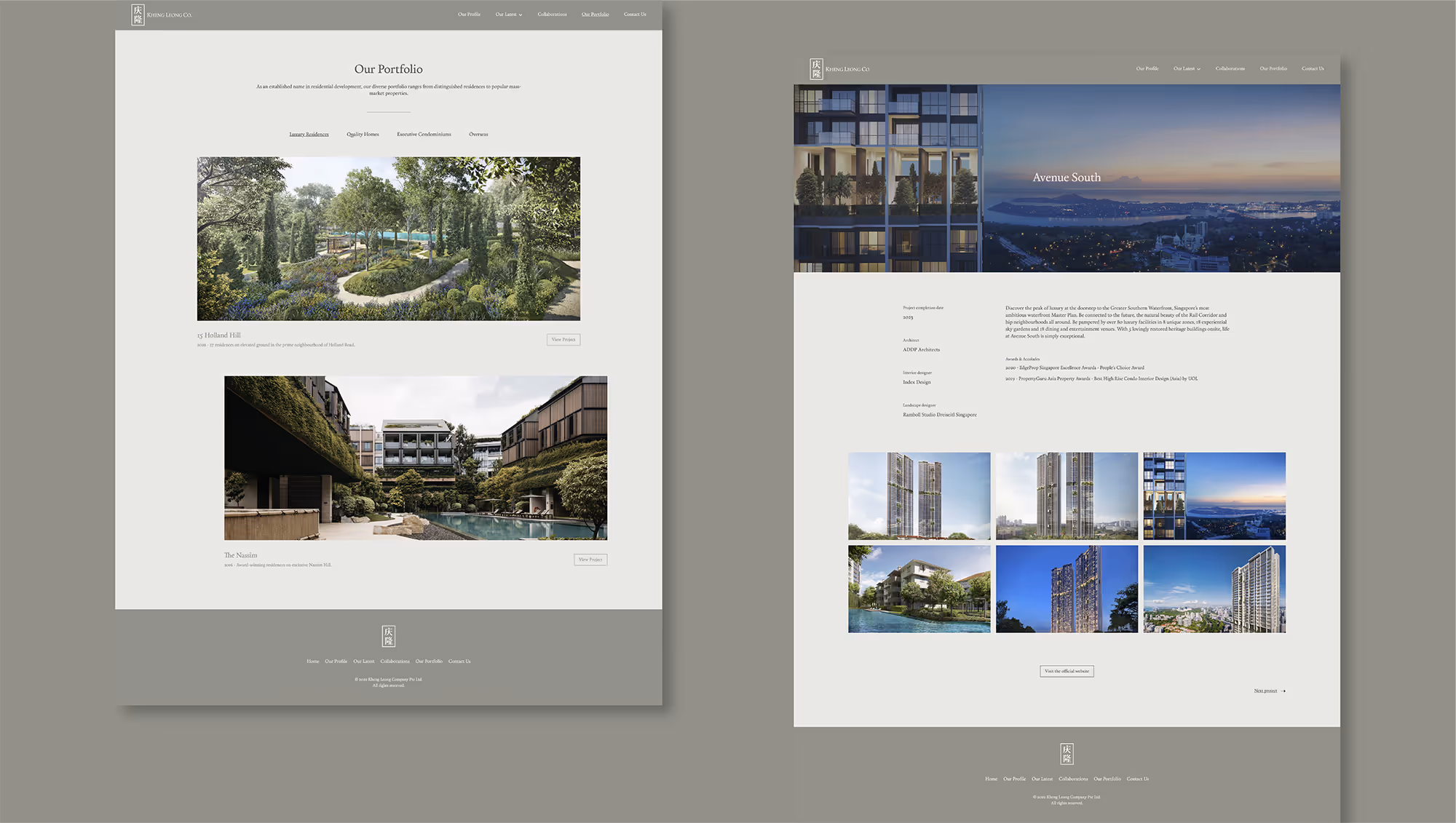 A series of photographs of buildings and trees