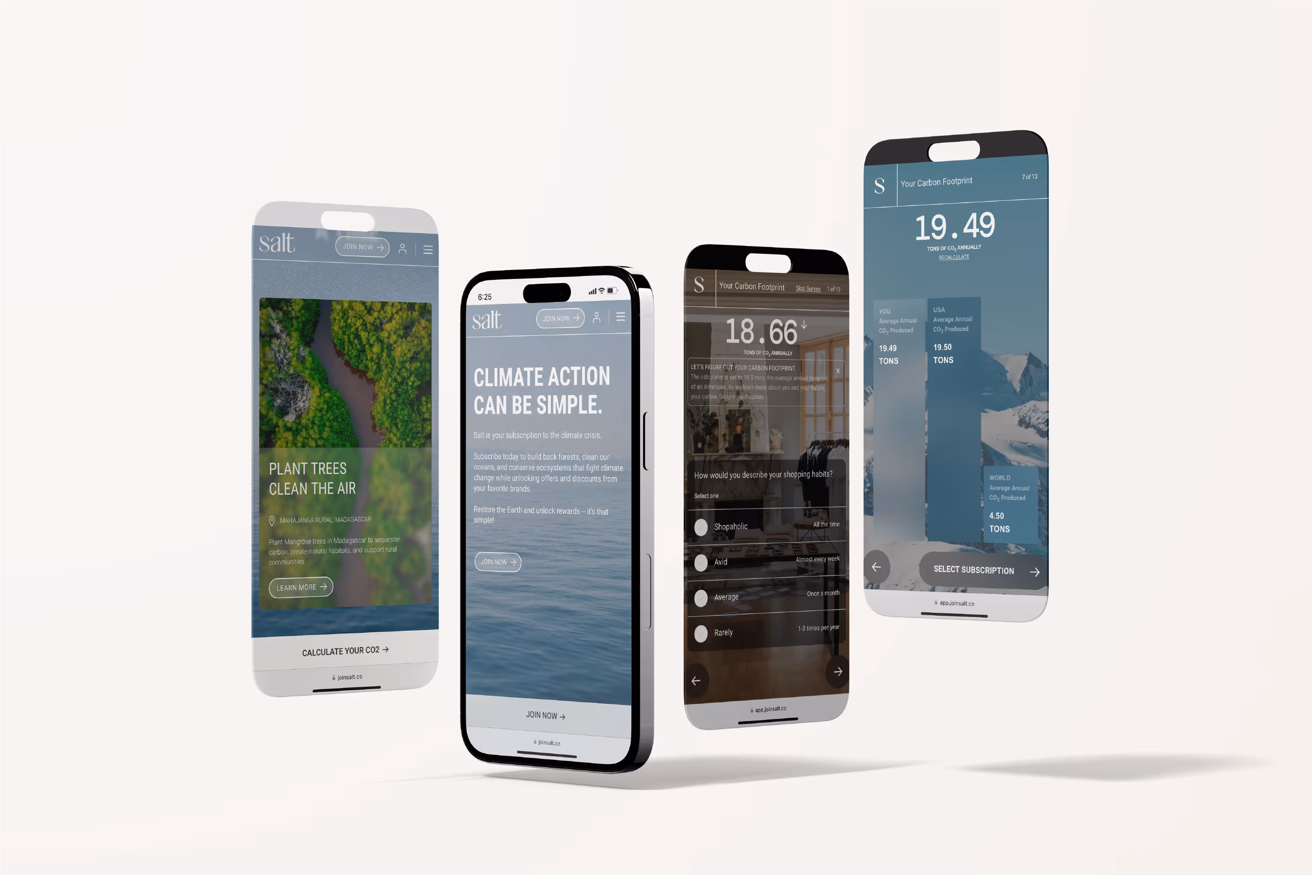 Three cell phones with different screens on them