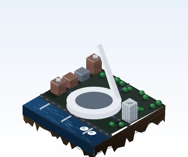Illustrated 3D tile of Montréal, QC