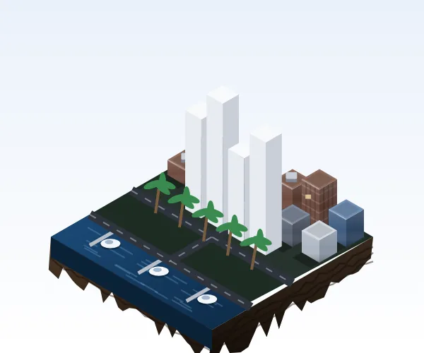 Illustrated 3D tile of Miami, FL
