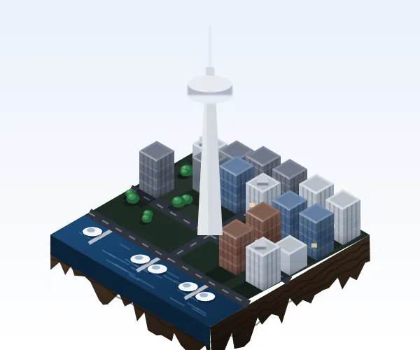Illustrated 3D tile of Toronto, ON