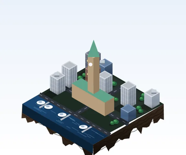 Illustrated 3D tile of Ottawa, ON