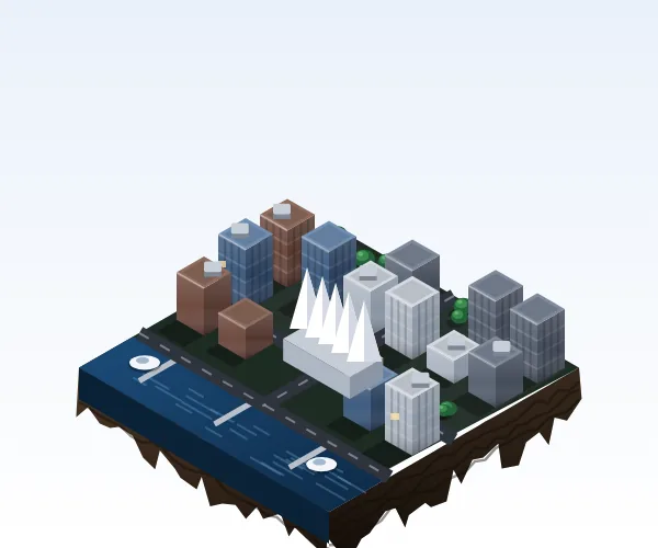 Illustrated 3D tile of Vancouver, BC