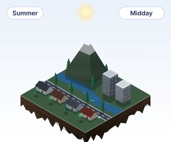 Illustrated 3D tile: Vancouver, BC, Pacific temperate rainforest