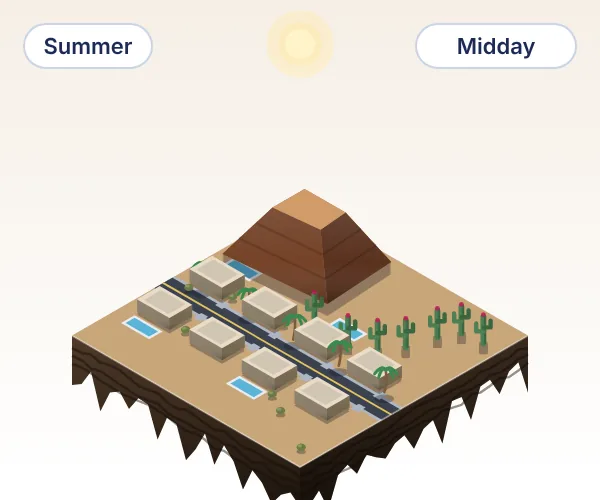 Illustrated 3D tile: Phoenix, AZ, Sonoran Desert