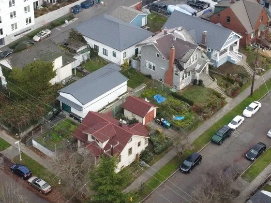 Close-up drone image of Seattle