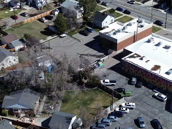 Close-up drone image of Salt Lake City
