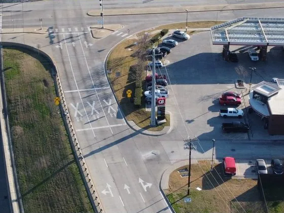 Close-up drone image of Dallas