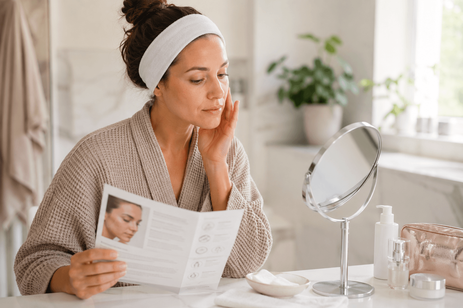 Esthetician performing a laser skin resurfacing treatment on a client in Hingham, Massachusetts