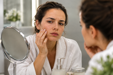 Woman receiving a Mermaid Facial treatment for dull skin in Hingham, Massachusetts