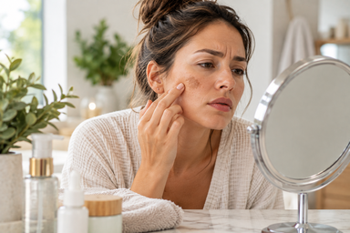 Skincare provider applying a chemical peel treatment for uneven skin tone in Hingham, Massachusetts