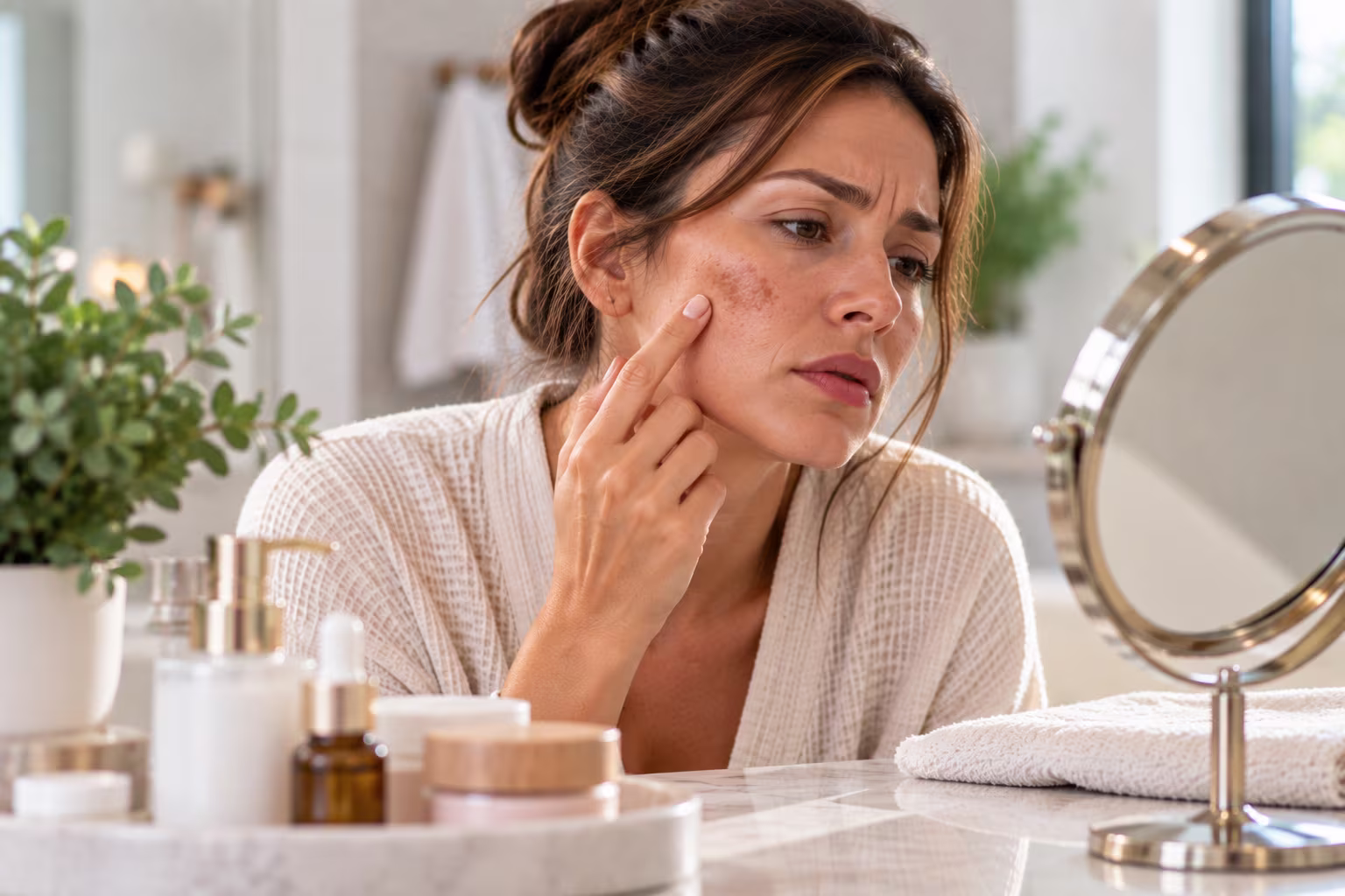 Client undergoing a laser treatment for hyperpigmentation and dark spots in Hingham, Massachusetts