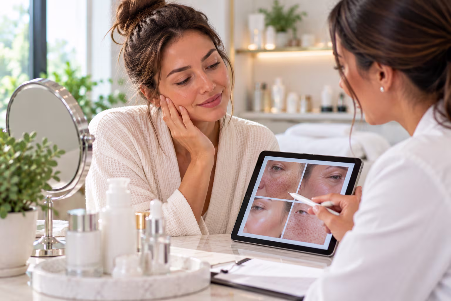 Client receiving a skin rejuvenation treatment at a med spa in Hingham, Massachusetts