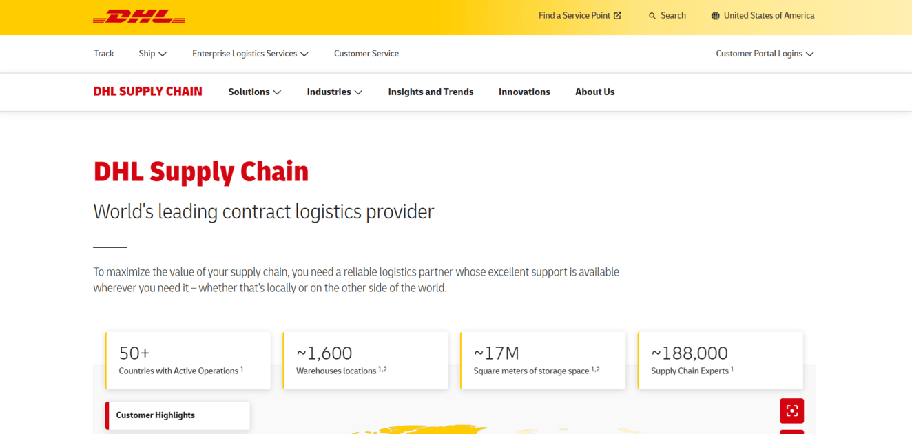 DHL Supply Chain homepage