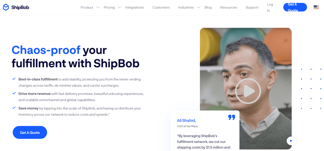 ShipBob 3PL homepage