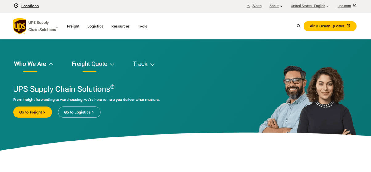 UPS Supply Chain homepage
