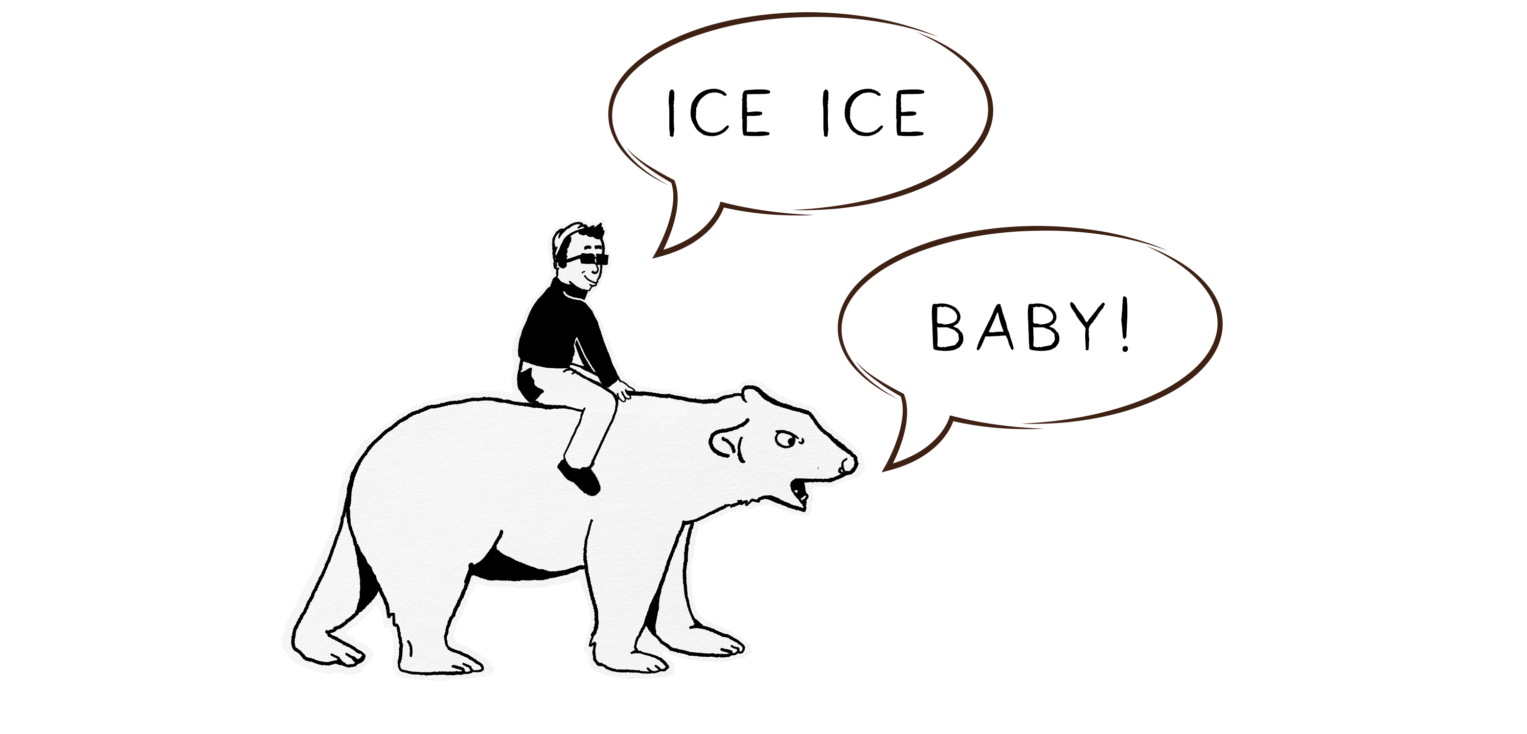 A dude chilling on a polar bear