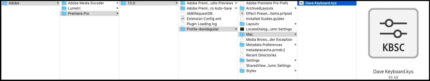   Documents > Adobe > Premiere Pro > 13.0 > Profile > Mac  