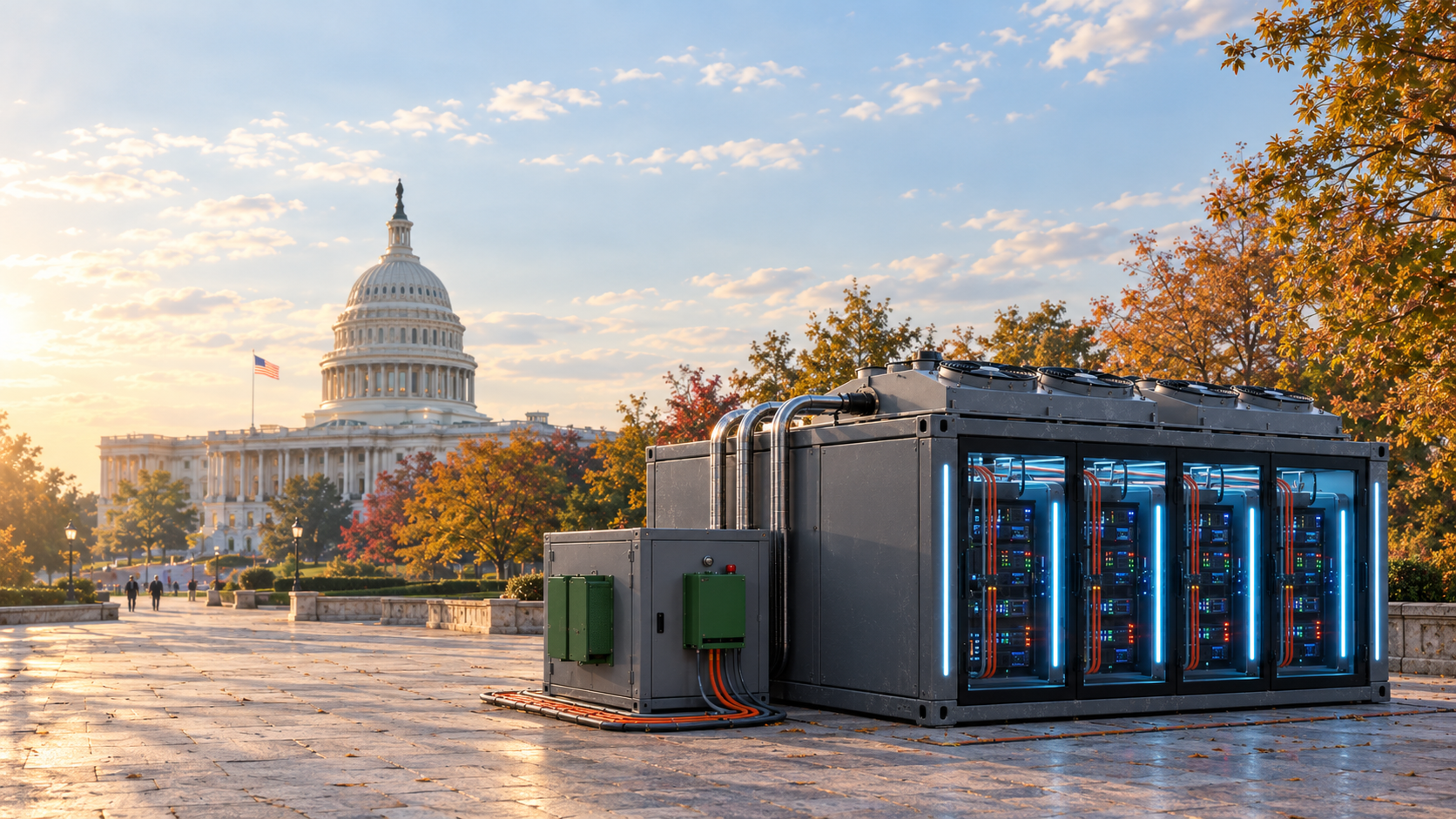 GemaPOD unit beside a government building
