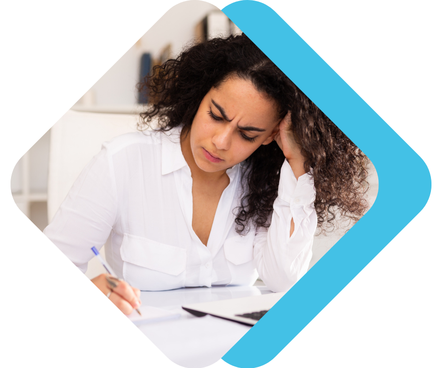 Woman frustrated with manual credit card reconciliation issues