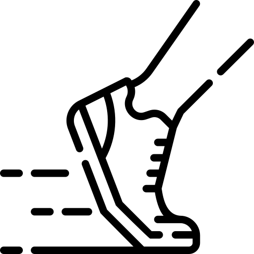 Silhouette of a running man with a bent arm on a white background.
