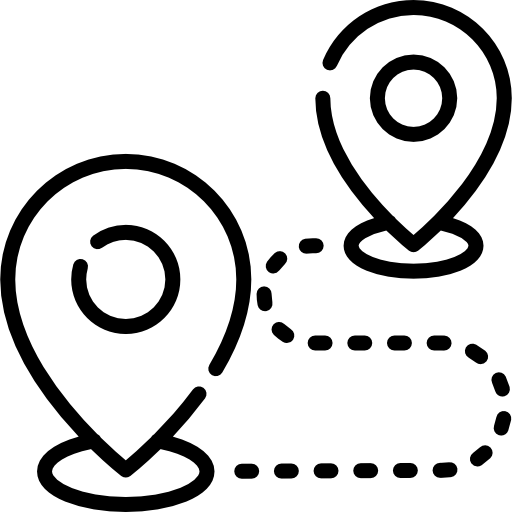 Icon with two connected location markers for a destination or route.