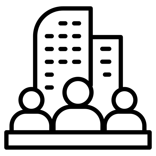 Icon of a car with gears, representing a business solution or corporate efficiency.
