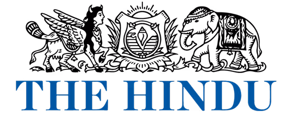 The Hindu newspaper logo with blue capital letters on a white background.