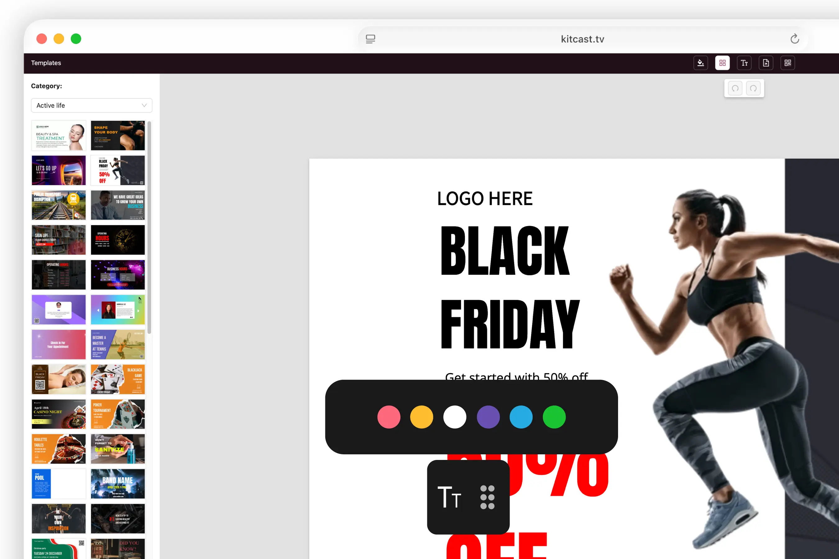 Kitcast 500+ digital signage templates