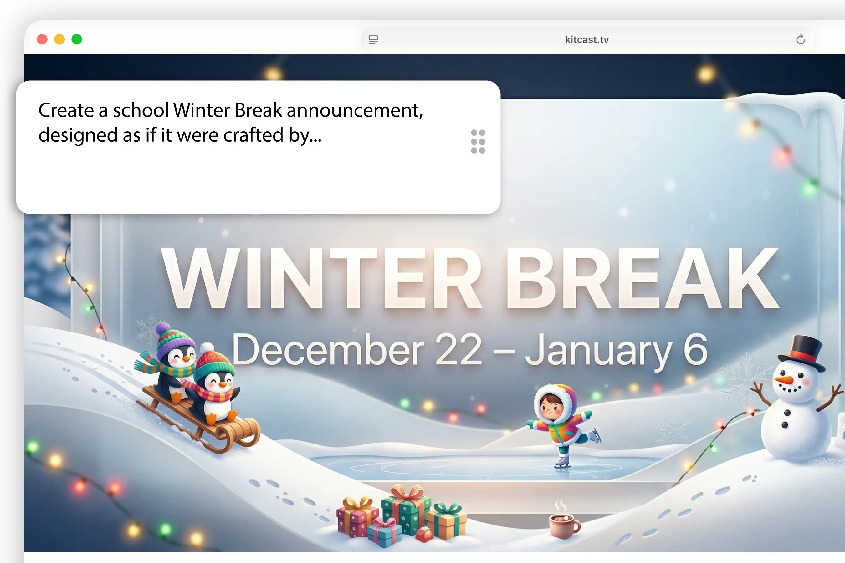 Kitcast AI content generation for digital signage