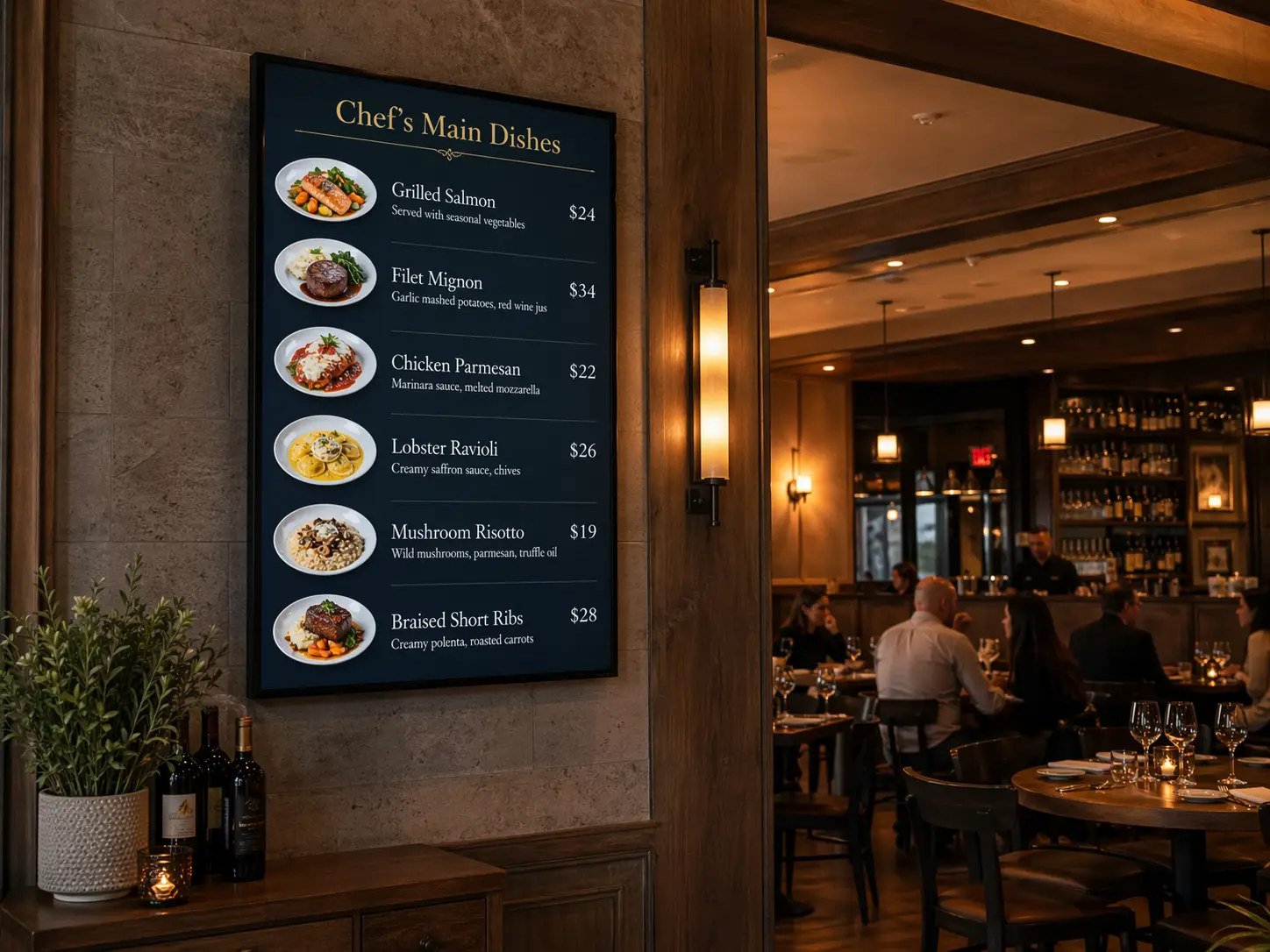 Full-service restaurant menu board