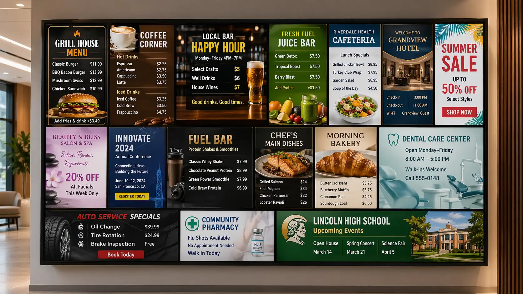 Menu board templates