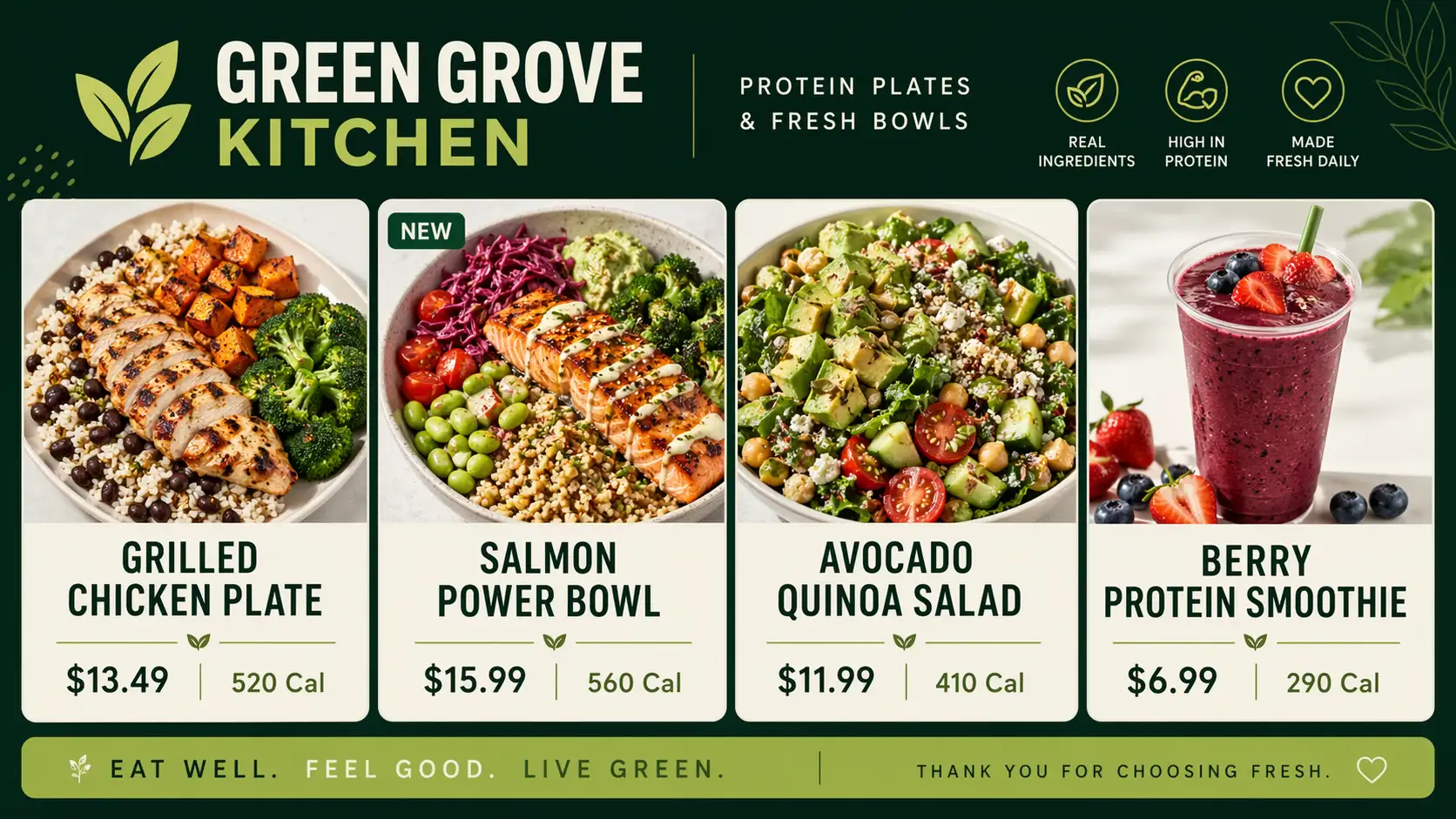 Kitcast digital menu board running in a QSR