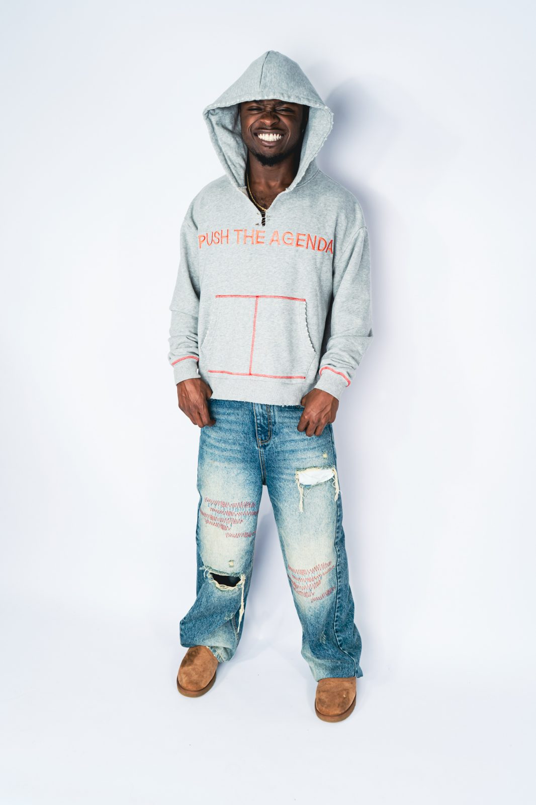 Studio lookbook frame for the Agenda US drop on light seamless