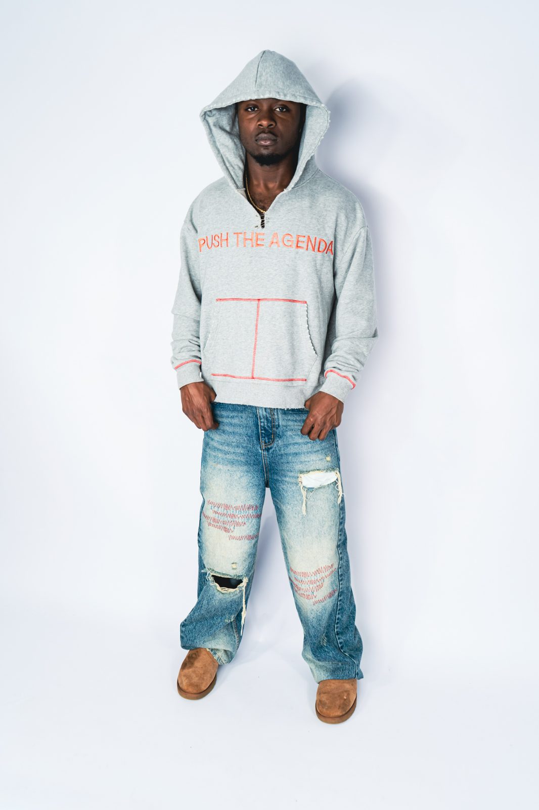 Studio lookbook frame for the Agenda US drop on light seamless