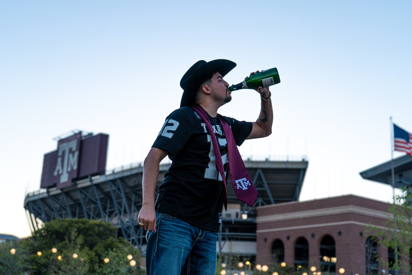 Graduation celebration outside Kyle Field, Texas A&M