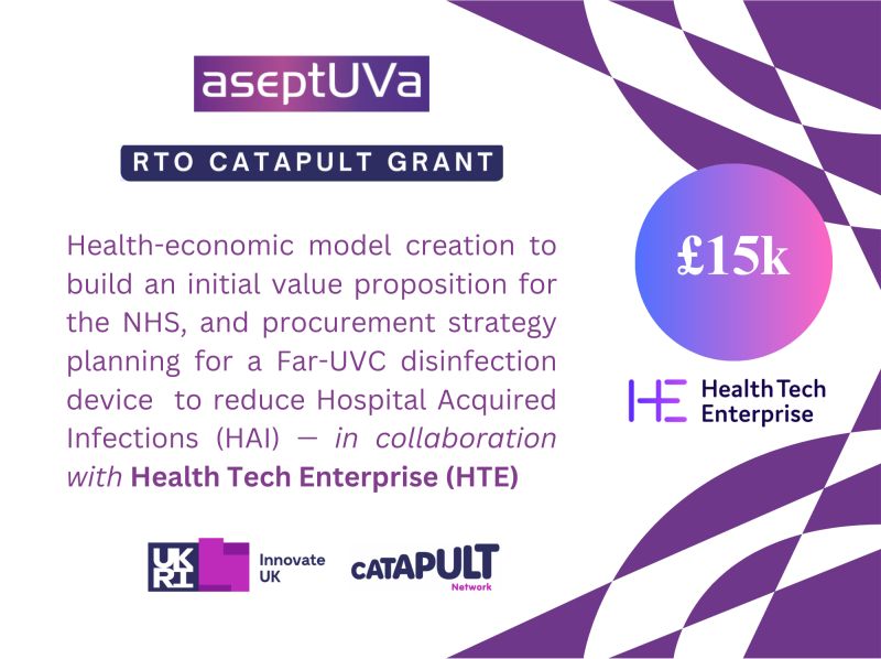 We are proud to share that Aseptuva has received funding from the RTO Catapult Grant Scheme by Innovate UK.