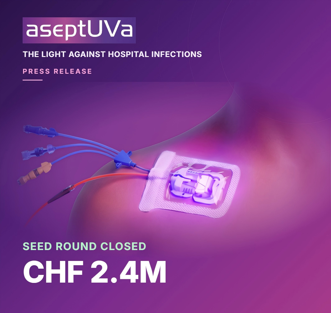 Aseptuva closed in 2025 a CHF 2.4 million seed round to advance its Far-UVC technology.