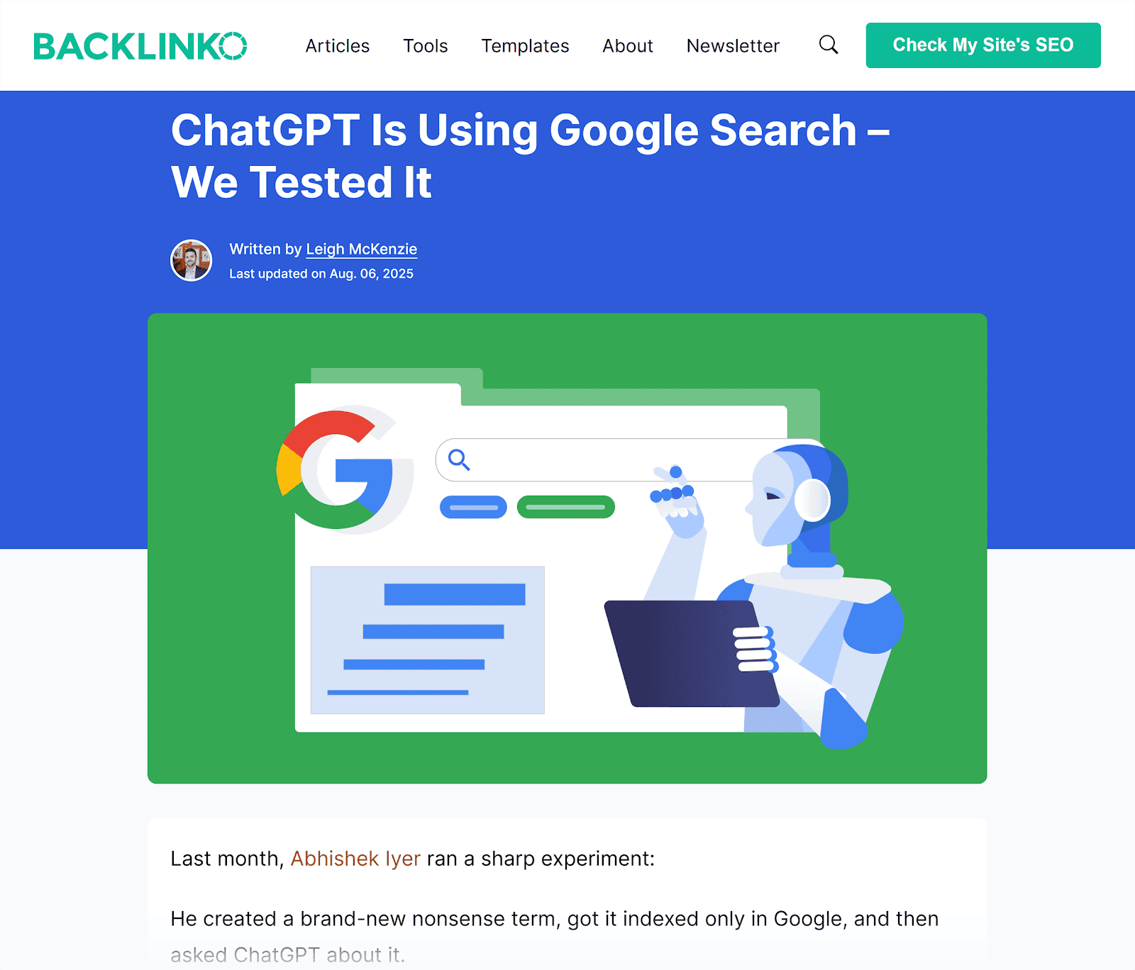 Backlinko – ChatGPT Using Google Search