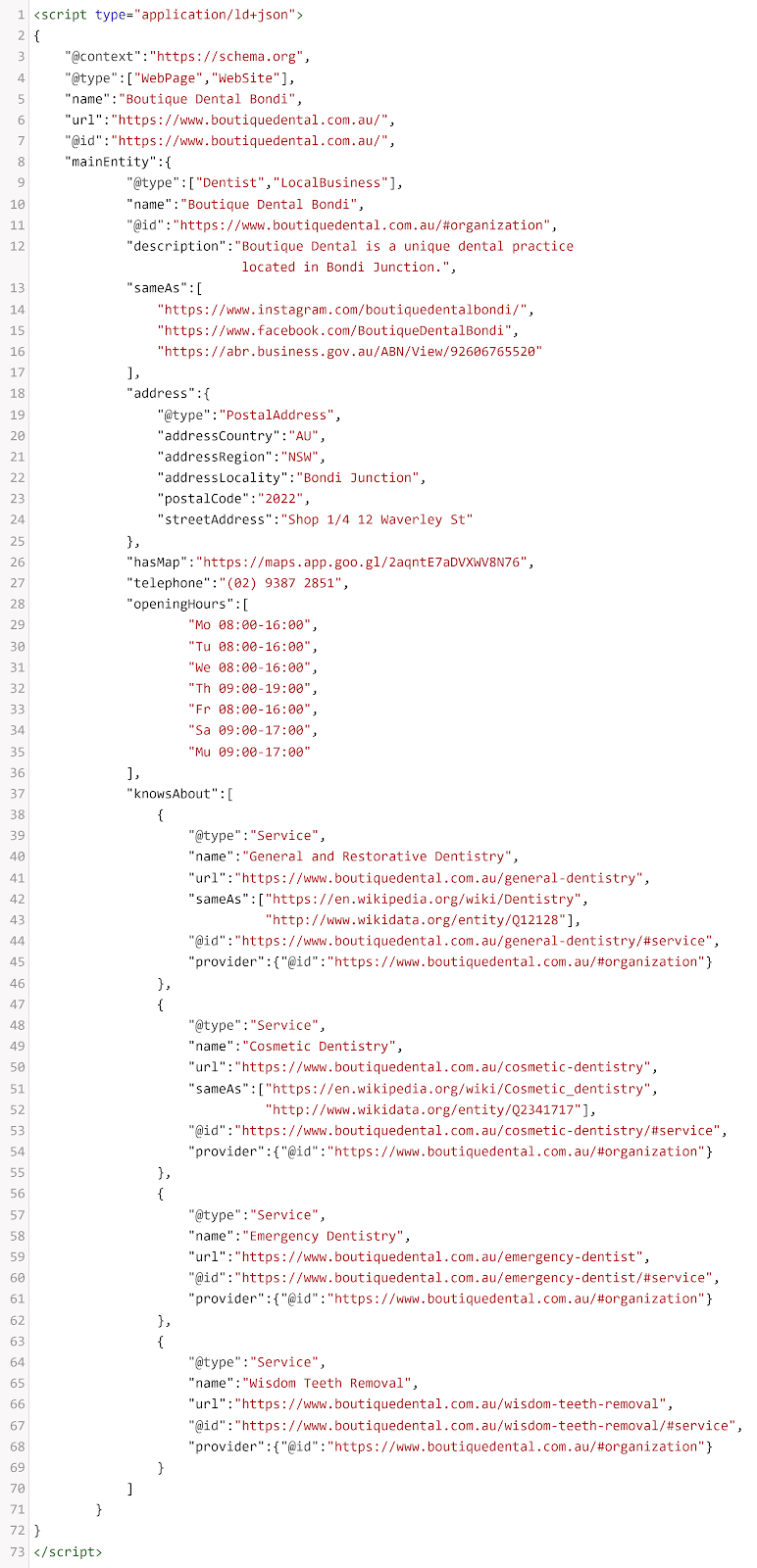 Schema markup example