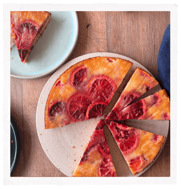 Upside Down Blood Orange & Polenta Cake 