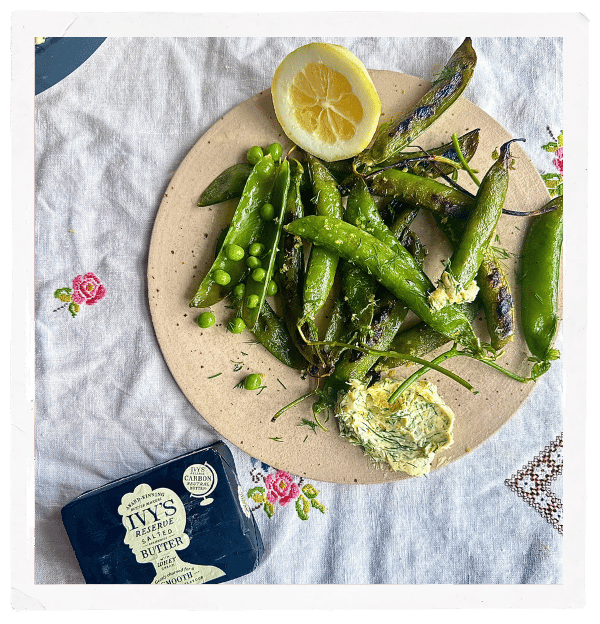 Barbequed Peas with Dill and Lemon Whipped Butter